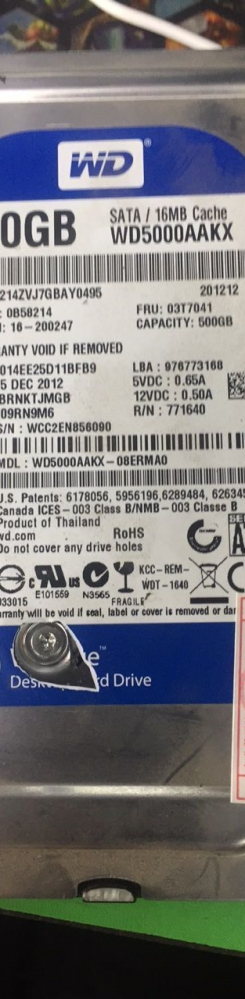 WD5000AAKX开盘数据恢复成功