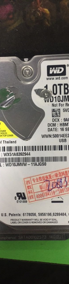 WD10JMVW开盘数据恢复